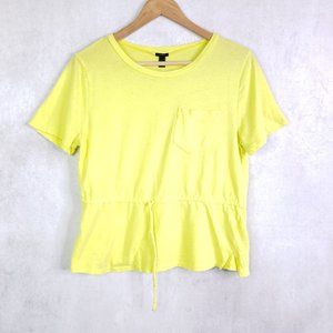 J. Crew Women's Medium Tie Waist Pocket T-Shirt Top Chartreuse Cotton Tee J39191
